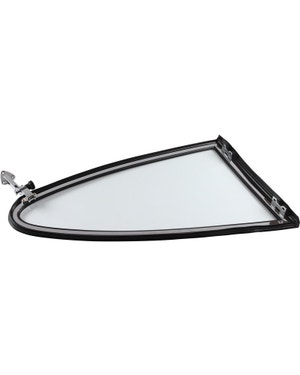 Rear Quarter Window Glass with Chrome Frame, Left