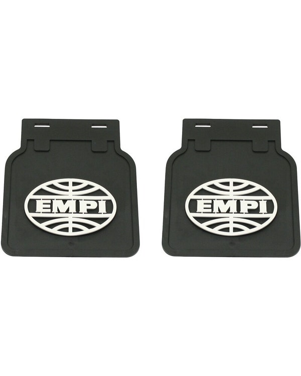 EMPI Mud Flap Set Black with White Logo  fits Beetle,Beetle Cabrio