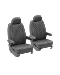 Front Seat Covers for 1+1 Configuration, Black Diamond with Black Stitch