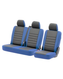 Rear Seat Covers for 2+1 Configuration, Perforated Black Centre with Plain Blue Sides