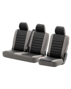 Rear Seat Covers for 2+1 Configuration, Perforated Black Centre with Plain Grey Sides