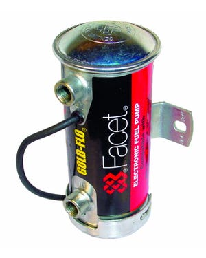 Electric Fuel Pump, Cylindrical Silver Top  fits Beetle,T2 Bay,T25,T2 Split Bus,Karmann Ghia,Beetle Cabrio,Type 3