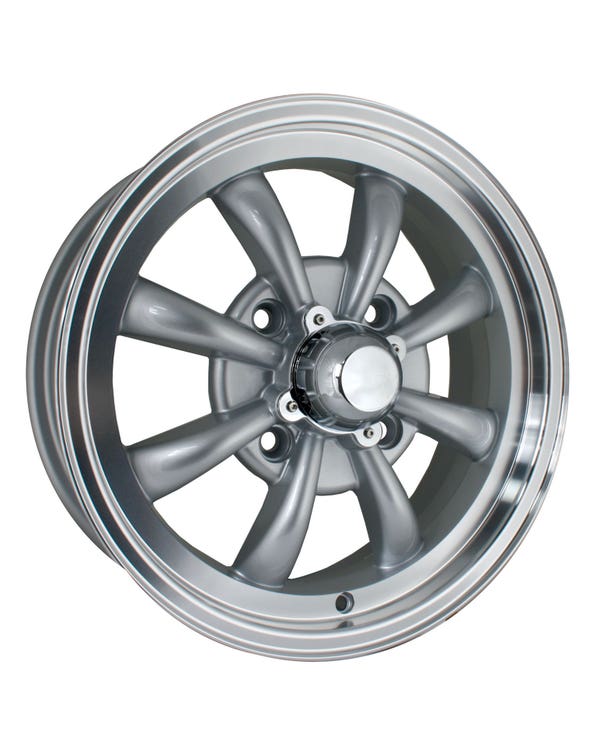 SSP GT 8 Spoke  Alloy Wheel Silver Polished 5.5x15", 4/130 PCD, 4.43" BS  fits Beetle,Karmann Ghia,Beetle Cabrio,Type 3