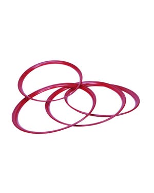Hubcap Trim Ring Set finished in Ruby Red fits Beetle,T2 Bus,Split Bus,Karmann Ghia,Beetle Cabrio,Type 3,Buggy/Baja,356