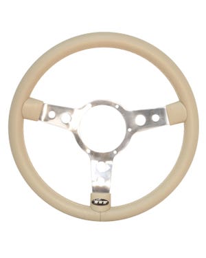 Mountney Beige Vinyl Steering Wheel 14'' Semi-Dished  fits Beetle,Karmann Ghia,Beetle Cabrio,Type 3,Golf Mk1,Golf Mk2,Scirocco