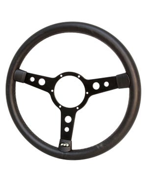 Mountney Black Leather Rim Steering Wheel 15'' Semi-Dished  fits Beetle,Beetle Cabrio,Golf Mk1,Golf Mk2,Scirocco