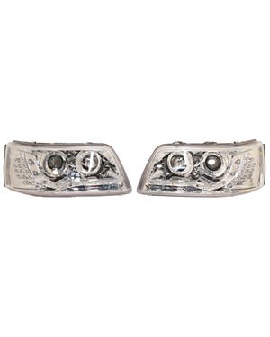 Headlights with Chrome Inner, LED Running Lights and Indicators Pair for Right Hand Drive  fits T5